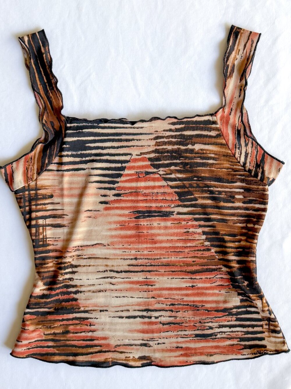 Vintage Y2K Brown Fairy Grunge Ruffle Tank Top S